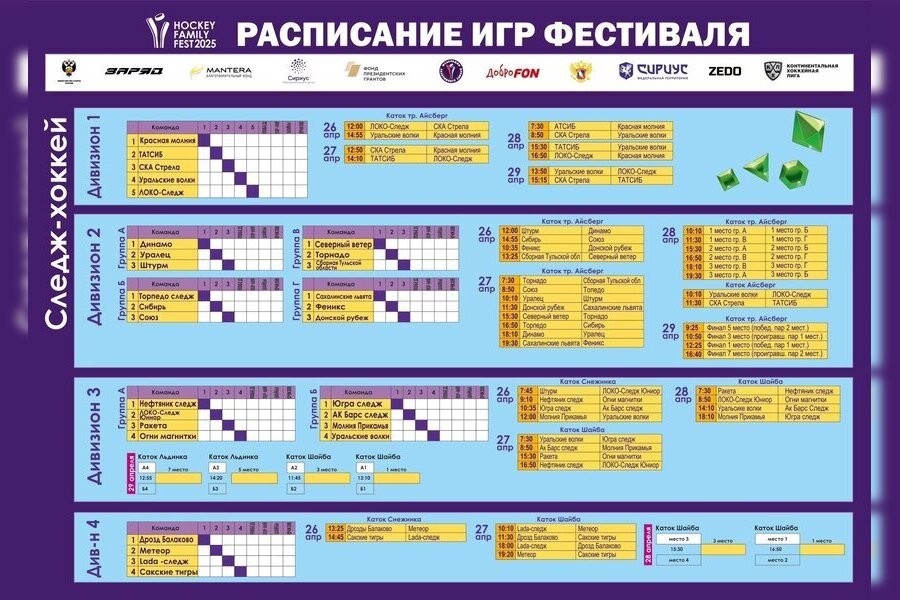 Опубликовано расписание игр Фестиваля