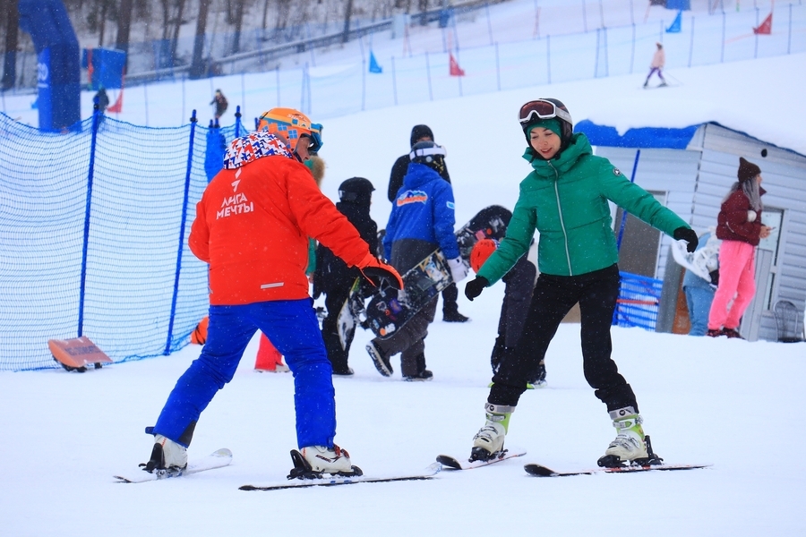 Первый раз на горных лыжах!